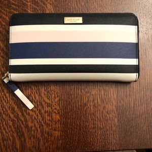 LIKE NEW!! Kate Spade Pink and Blue Striped Wallet